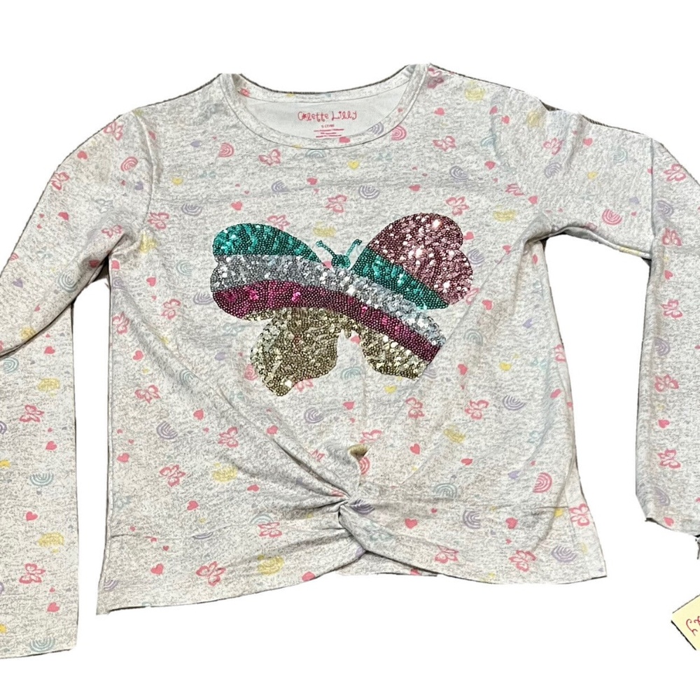 (NWT) Colette Lilly Big Girls Long Sleeve Yummy Top W/Butterfly Sequin S or M